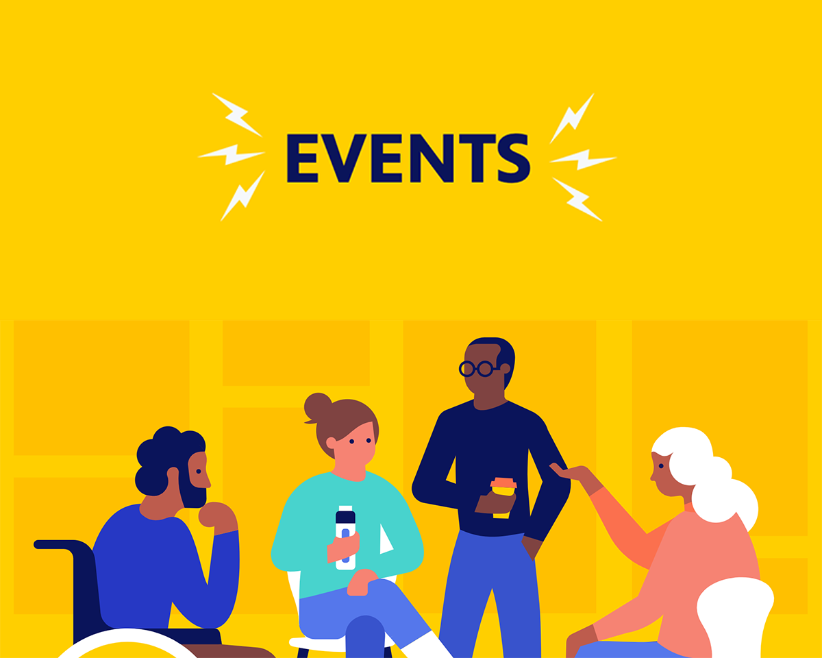 Illustration of people gathering at an event