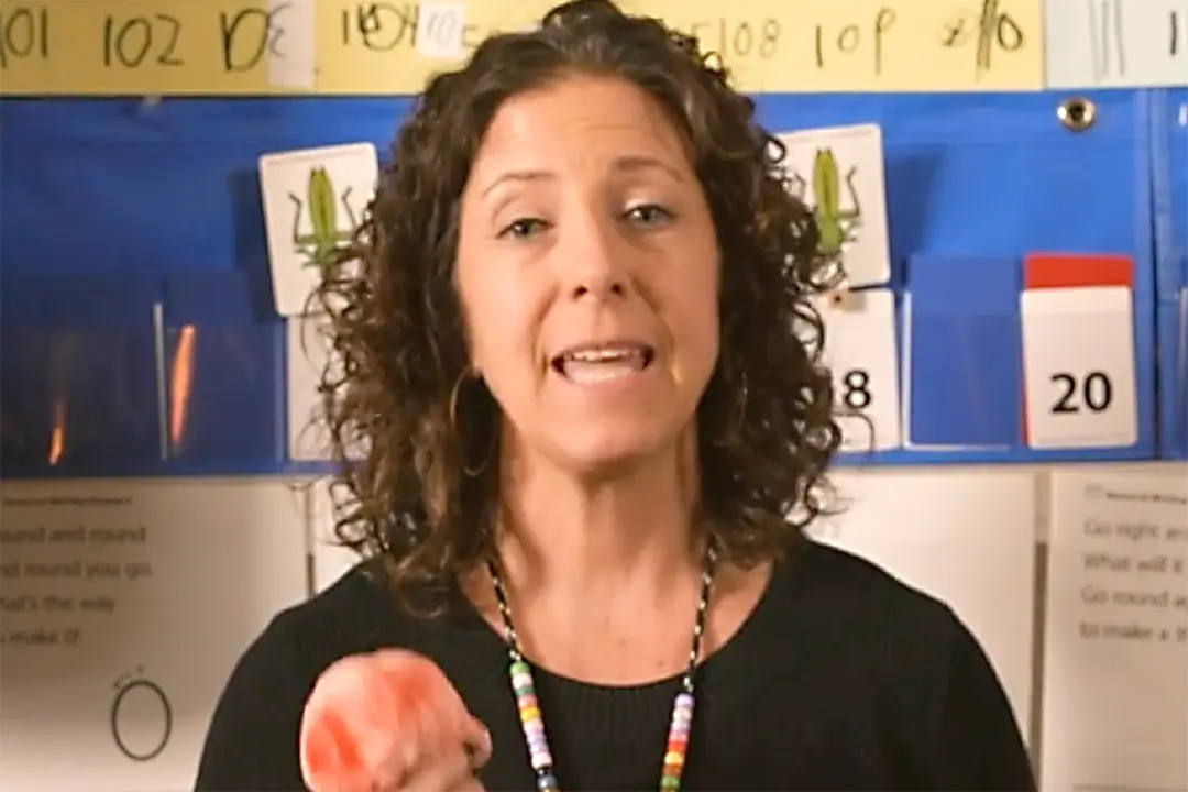 An adult speaking in a classroom