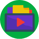 Stylized illustration depicting folders containing media