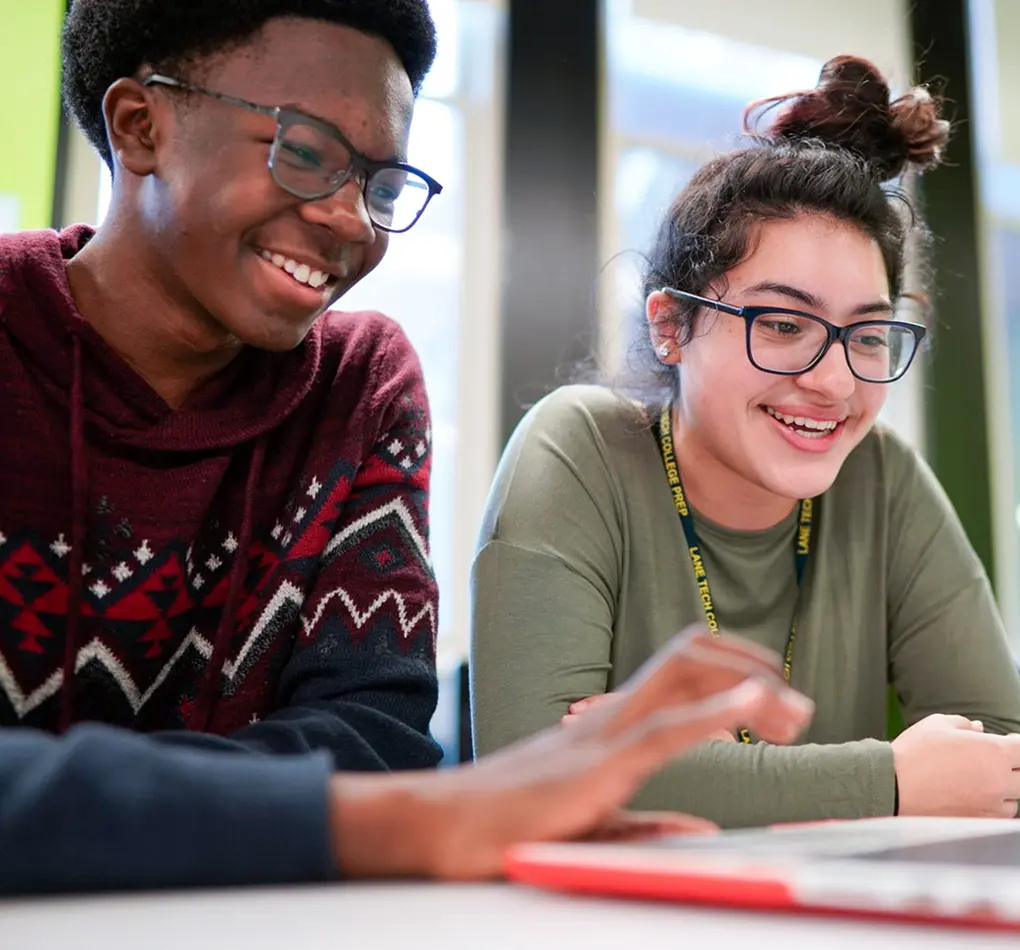 Two people collaborating