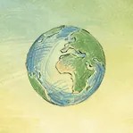 Thumbnail for all episodes is an illustration of planet Earth on a greenish background