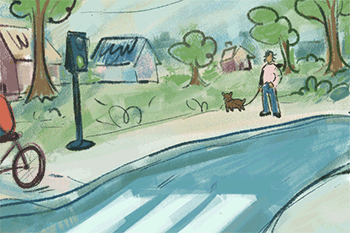 Thumbnail for Health and Safety is an illustration of a person riding a bicycle